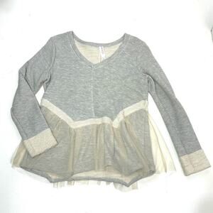 Anthropologie Amari Nutcracker French Terry Sweatshirt V Neck Sweater Gray M